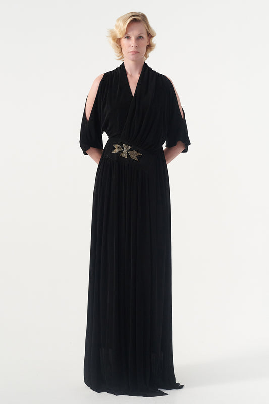 Envelop Jacquard Long Dress