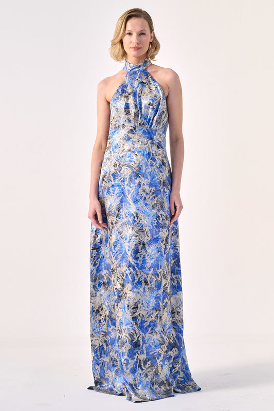 Ethereal Elegance: The Abstract Halter Gown