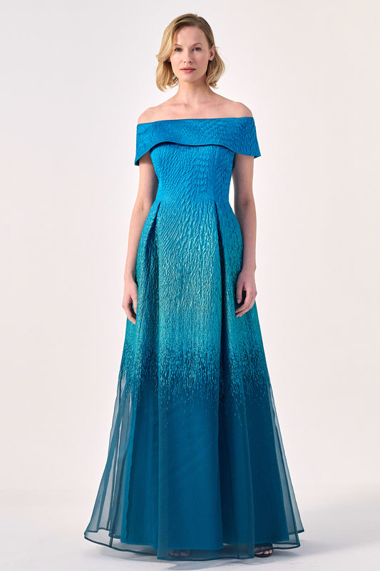 Regal Charm: The Off-Shoulder Gradient Gown