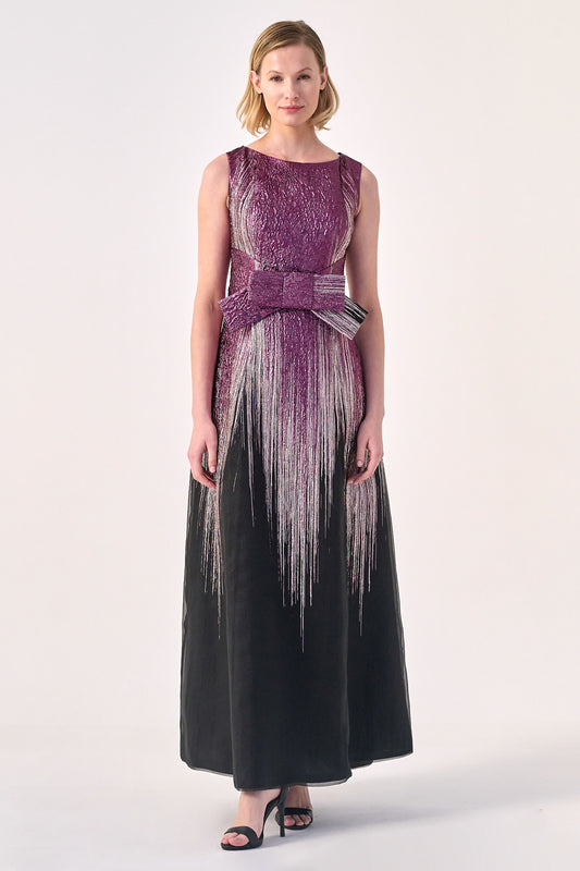 Sleek Elegance: Embellished Gown with Gradient Detailing