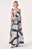 Modern Minimalism: Square Neck Gown with Geometric Accents