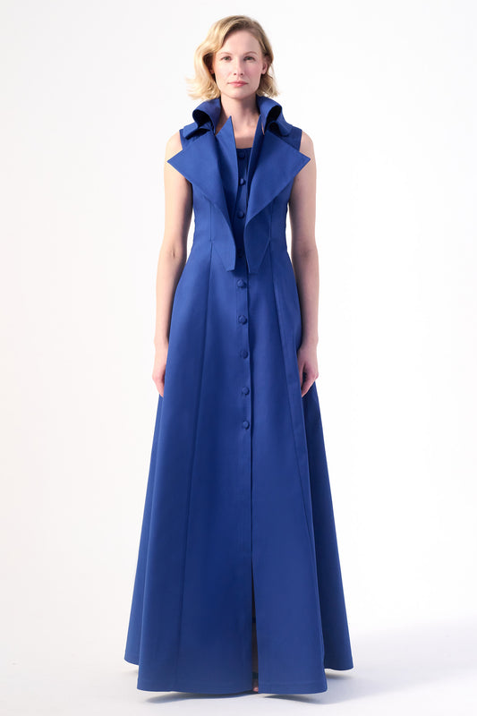 Structured Double-Side Taffeta Long Dress