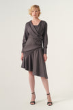 Wrap Effect Bodice Puffy Sleeve Cotton Dress