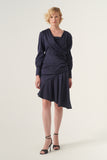 Wrap Effect Bodice Puffy Sleeve Cotton Dress