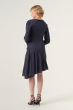 Wrap Effect Bodice Puffy Sleeve Cotton Dress