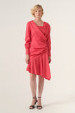 Wrap Effect Bodice Puffy Sleeve Cotton Dress