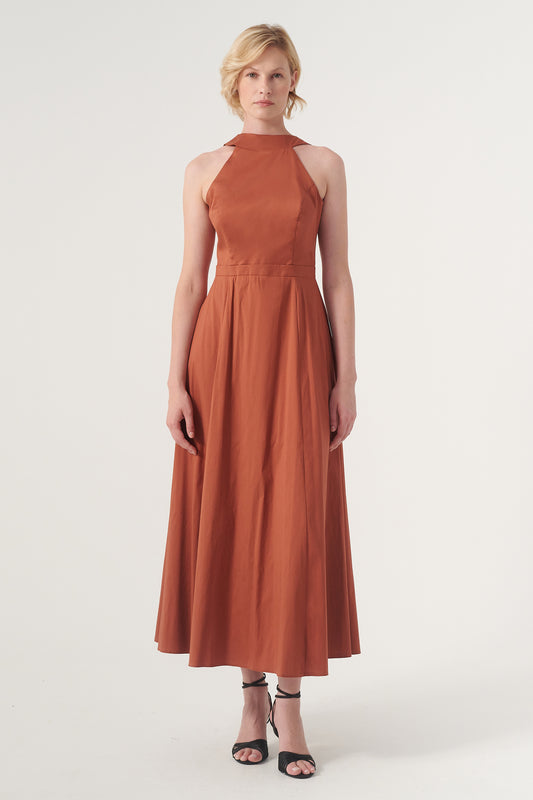 High-Neck Midi Dress