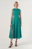 Jewel neckline midi-length A-line dress