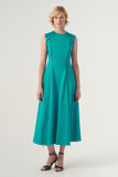 Jewel neckline midi-length A-line dress