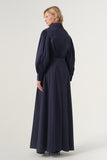 High-Volume Sleeved Cotton Long Dress