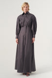 High-Volume Sleeved Cotton Long Dress