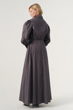 High-Volume Sleeved Cotton Long Dress