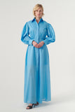 High-Volume Sleeved Cotton Long Dress