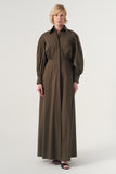 High-Volume Sleeved Cotton Long Dress