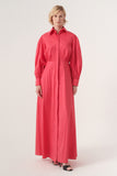 High-Volume Sleeved Cotton Long Dress