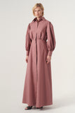 High-Volume Sleeved Cotton Long Dress