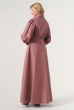 High-Volume Sleeved Cotton Long Dress