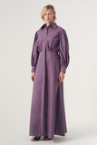 High-Volume Sleeved Cotton Long Dress