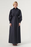 High-Volume Sleeved Cotton Long Dress