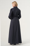 High-Volume Sleeved Cotton Long Dress