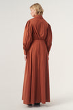 High-Volume Sleeved Cotton Long Dress