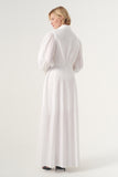 High-Volume Sleeved Cotton Long Dress