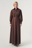 High-Volume Sleeved Cotton Long Dress