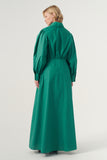 High-Volume Sleeved Cotton Long Dress