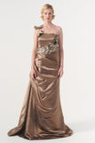 3D Flower Detailed Taffeta Gown