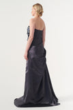 3D Flower Detailed Taffeta Gown