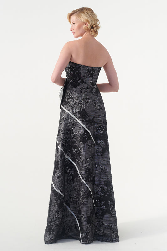 Two Toned Piping Jacquard Gown