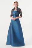 Strapless A-line full-length metallic brocade dress