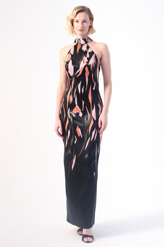 Halter Neck Abstract Gown