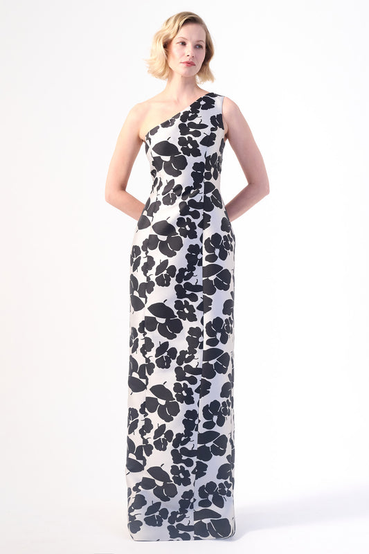 One-Shoulder Floral Column Dress