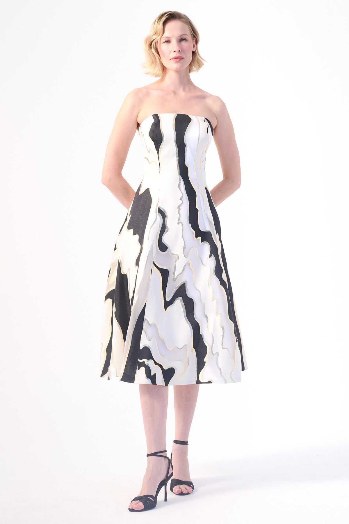 Strapless Abstract Midi Dress