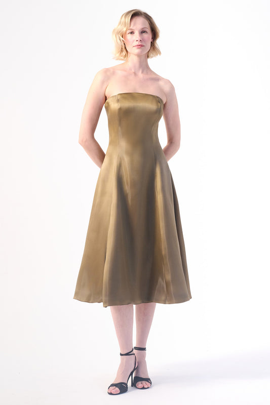 Strapless A-Line Satin Dress