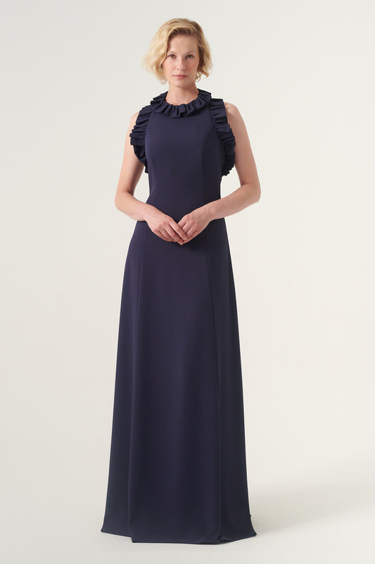 Jewel neckline sleeveless long gown