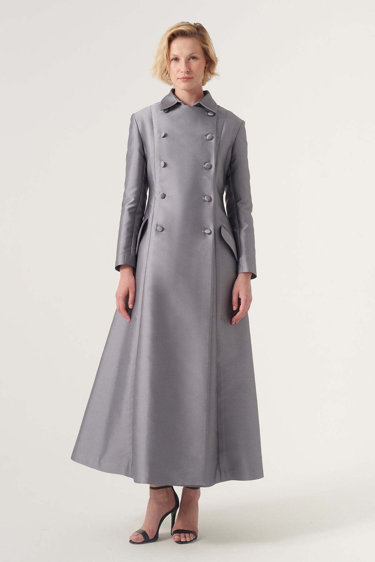 Structured Double Breasted Full Length Coat dress