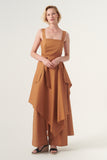 Overskirt Jumpsuit attached belt Wide leg pants Invisible side zipper and hook