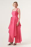 Overskirt Jumpsuit attached belt Wide leg pants Invisible side zipper and hook