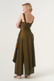 Overskirt Jumpsuit attached belt Wide leg pants Invisible side zipper and hook