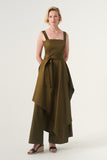 Overskirt Jumpsuit attached belt Wide leg pants Invisible side zipper and hook