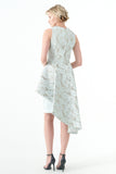 Flower patterned jacquard and taffeta Short Dress