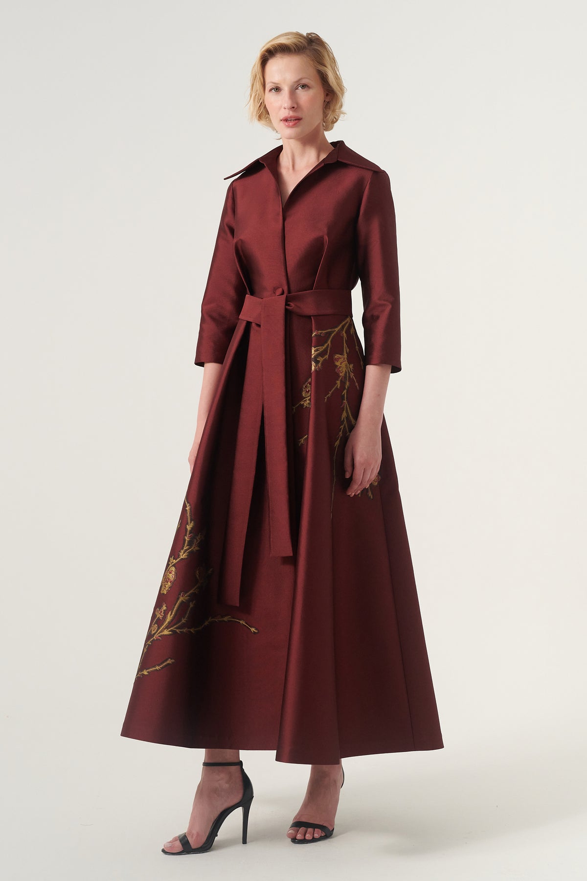 Long sleeve maxi length functional jacket style gown