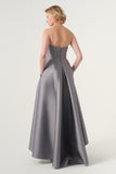 Strapless high-low A-line long dress