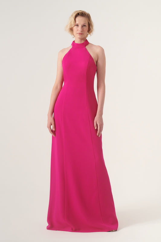 High neck column long elegant dress