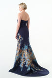 Strapless Gown With Embroidered Floral Appliqué