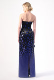 Strapless Metallic Evening Gown