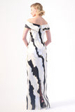 Off-Shoulder Abstract Evening Gown