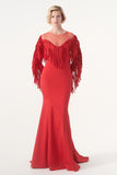 Laser Cut Fringe Detailed Long Dress